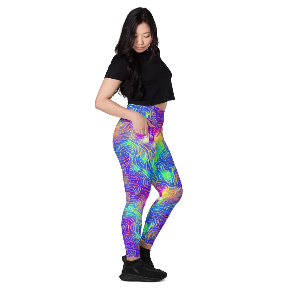 Ultraviolet Waves on Leggings with Pockets — Right