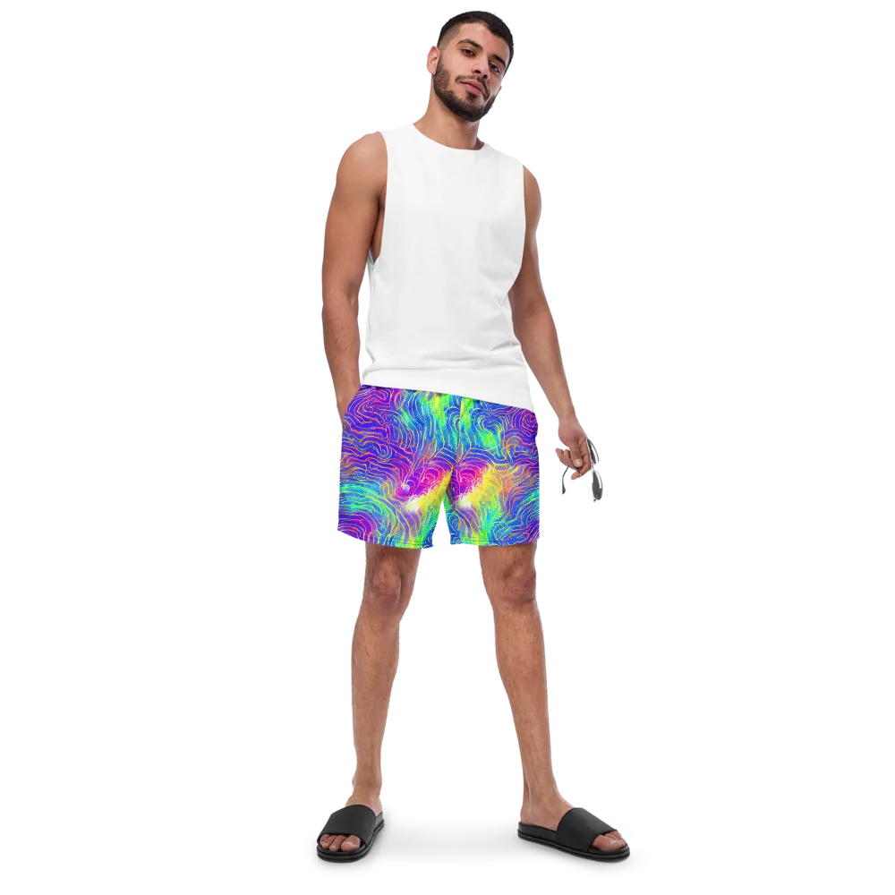 Ultraviolet Waves on Swim Trunks — Front