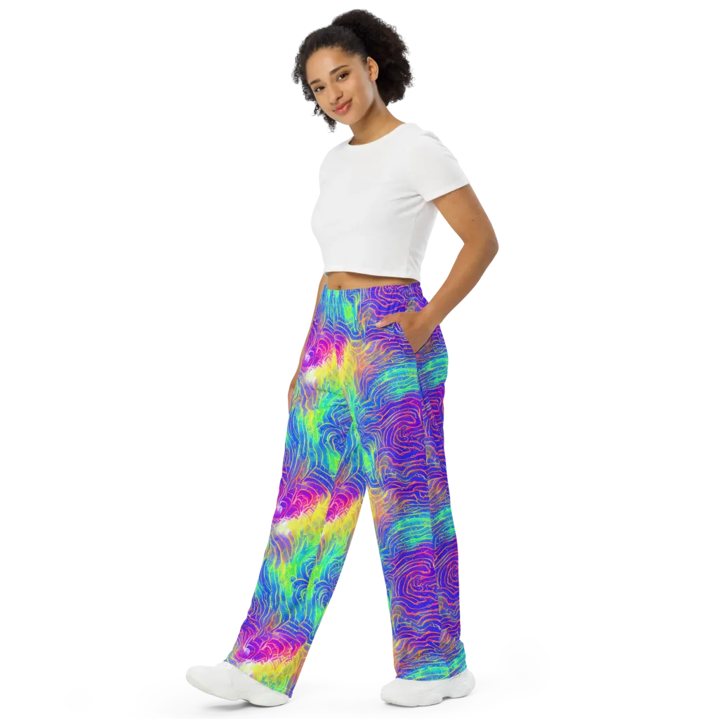 Ultraviolet Waves on Wide-Leg Pants — Left Front