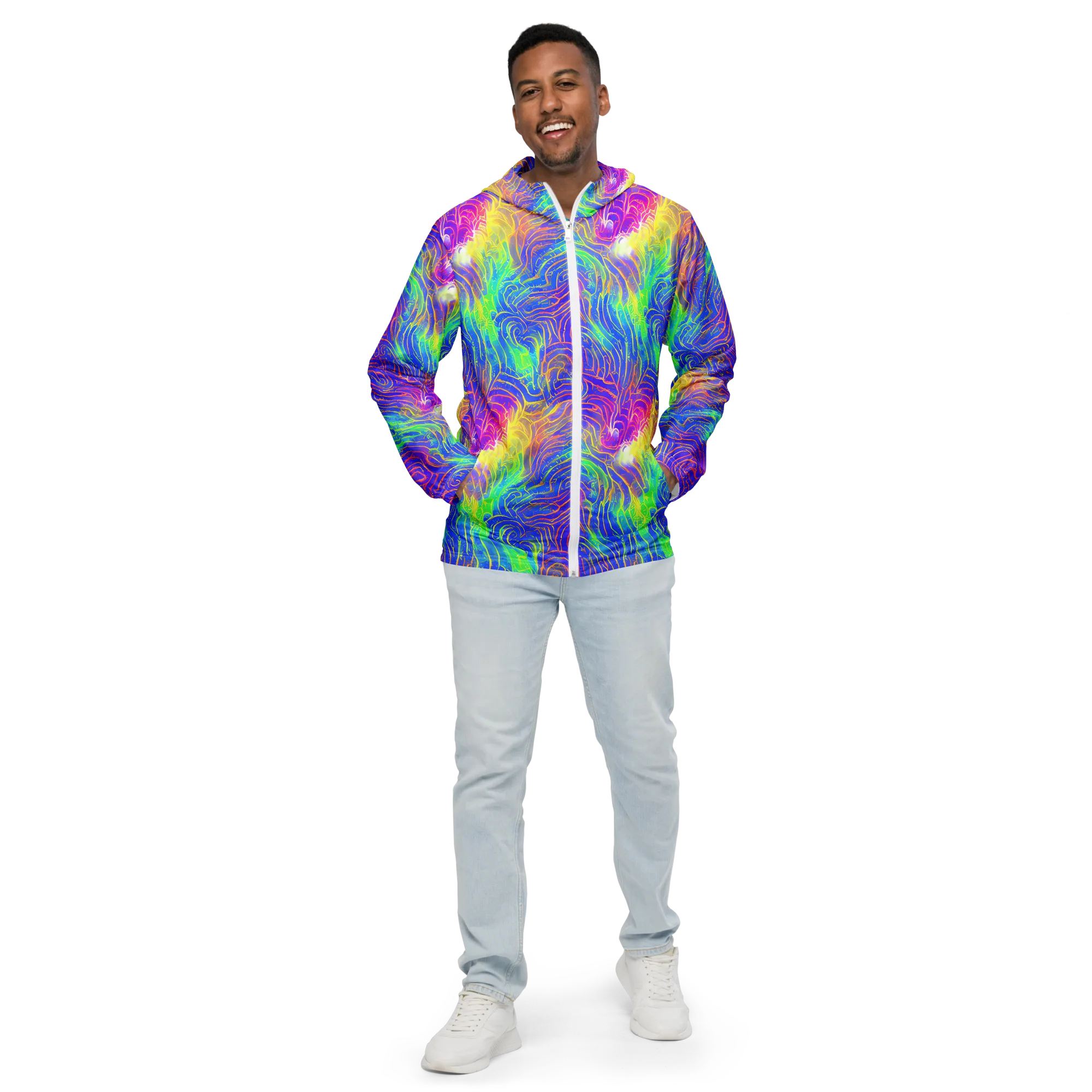 Ultraviolet Waves on Men's Windbreaker — Front