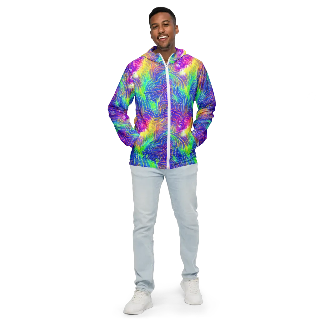 Ultraviolet Waves on Men's Windbreaker — Front