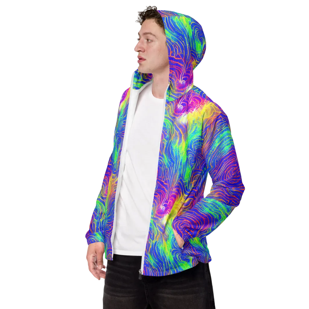 Ultraviolet Waves on Men's Windbreaker — Left Front