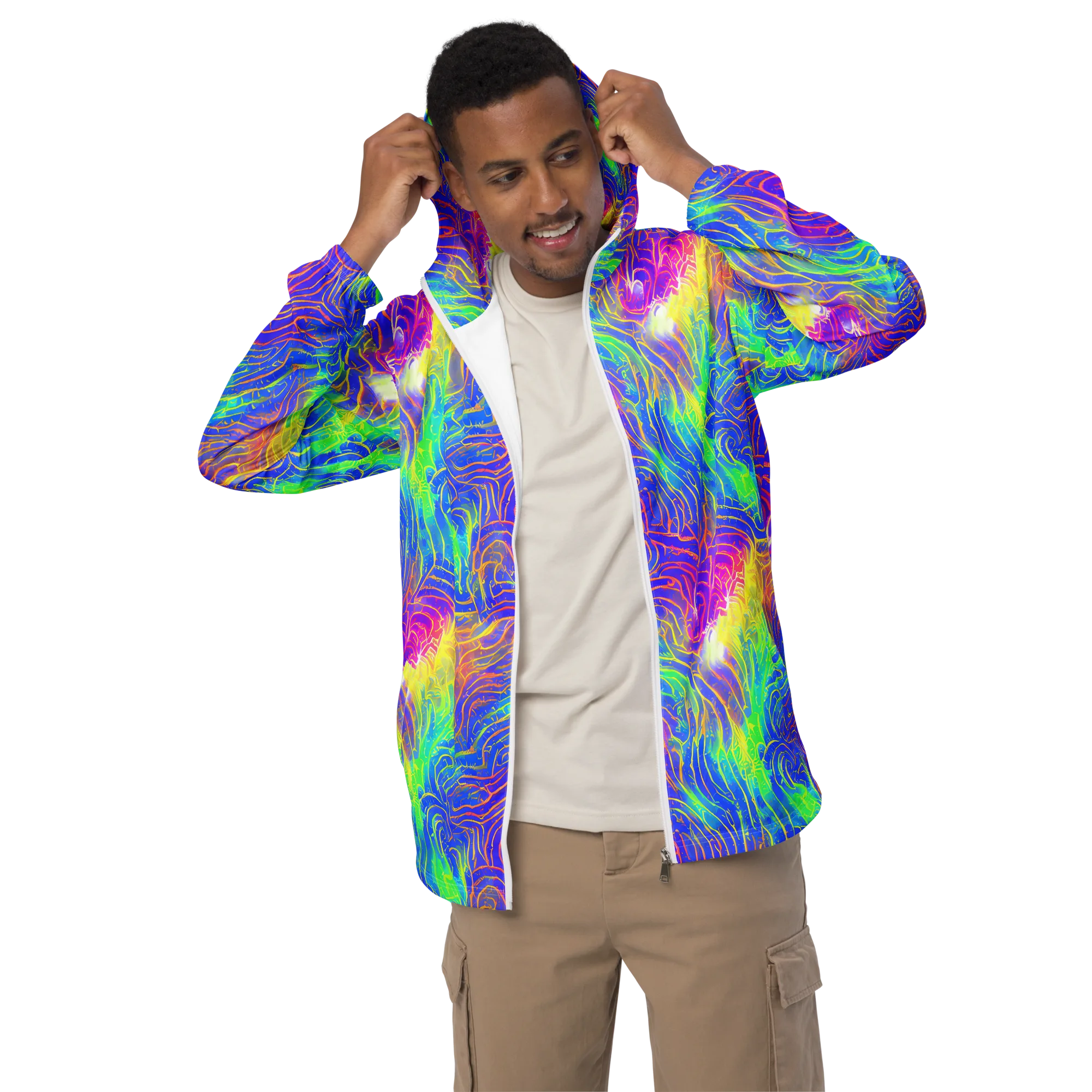 Ultraviolet Waves on Men's Windbreaker — Front
