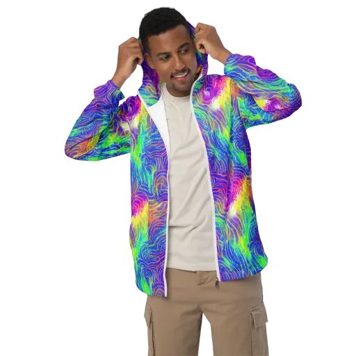 Ultraviolet Waves on a Men's Windbreaker