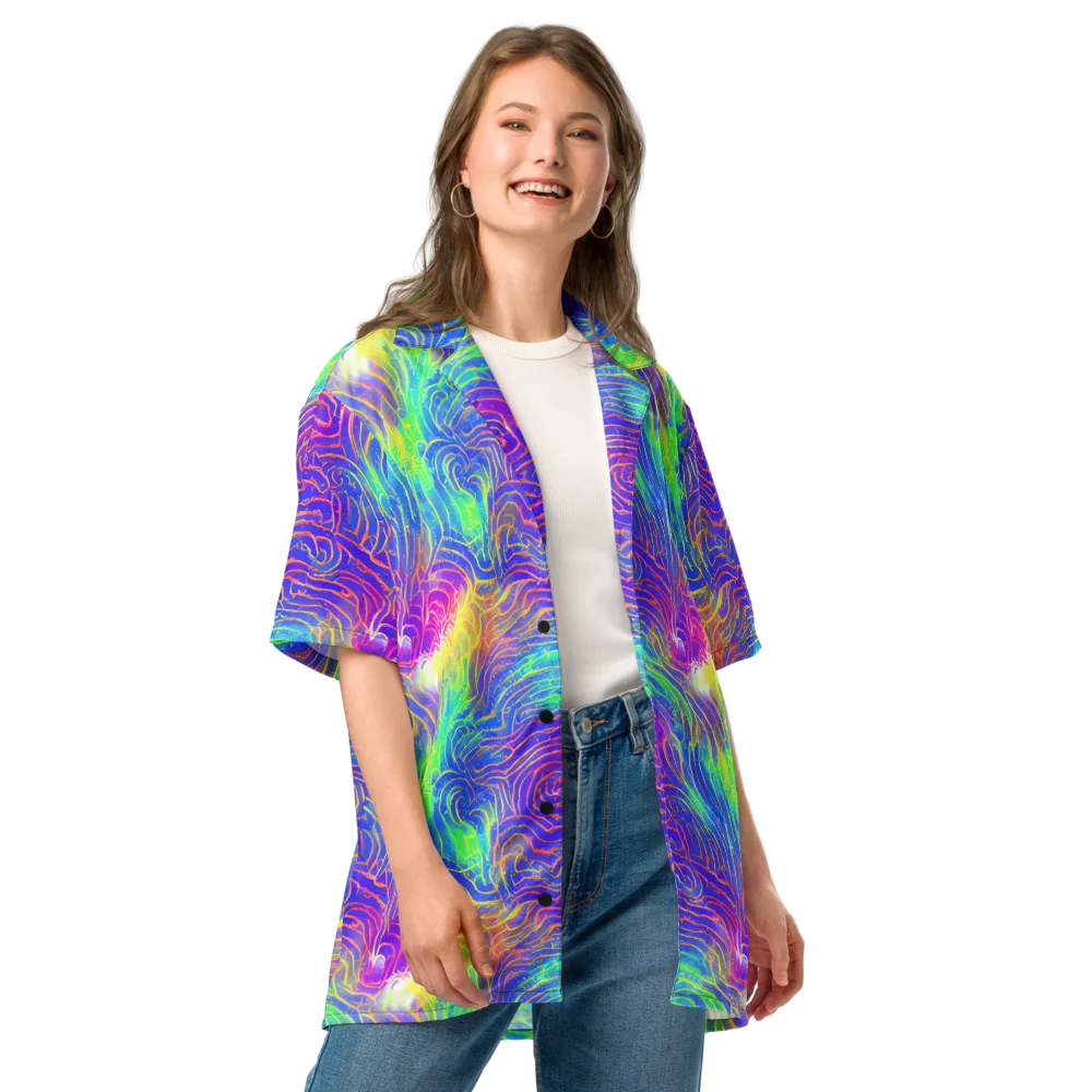 Ultraviolet Waves on Button Shirt — Front