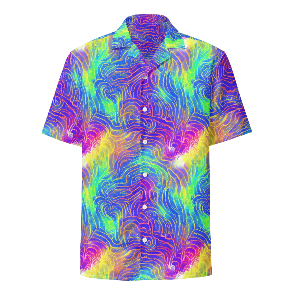 Ultraviolet Waves on Button Shirt — Front