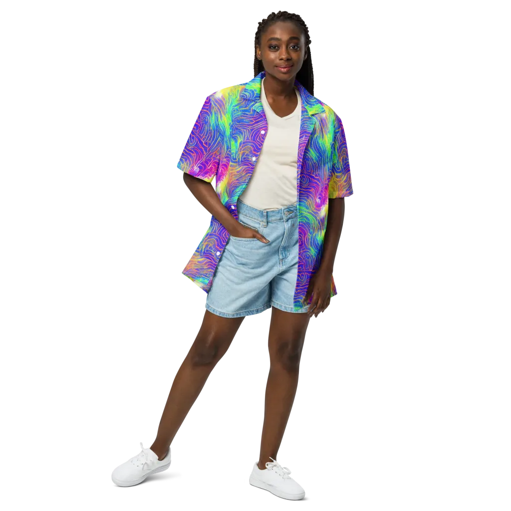 Ultraviolet Waves on Button Shirt — Front