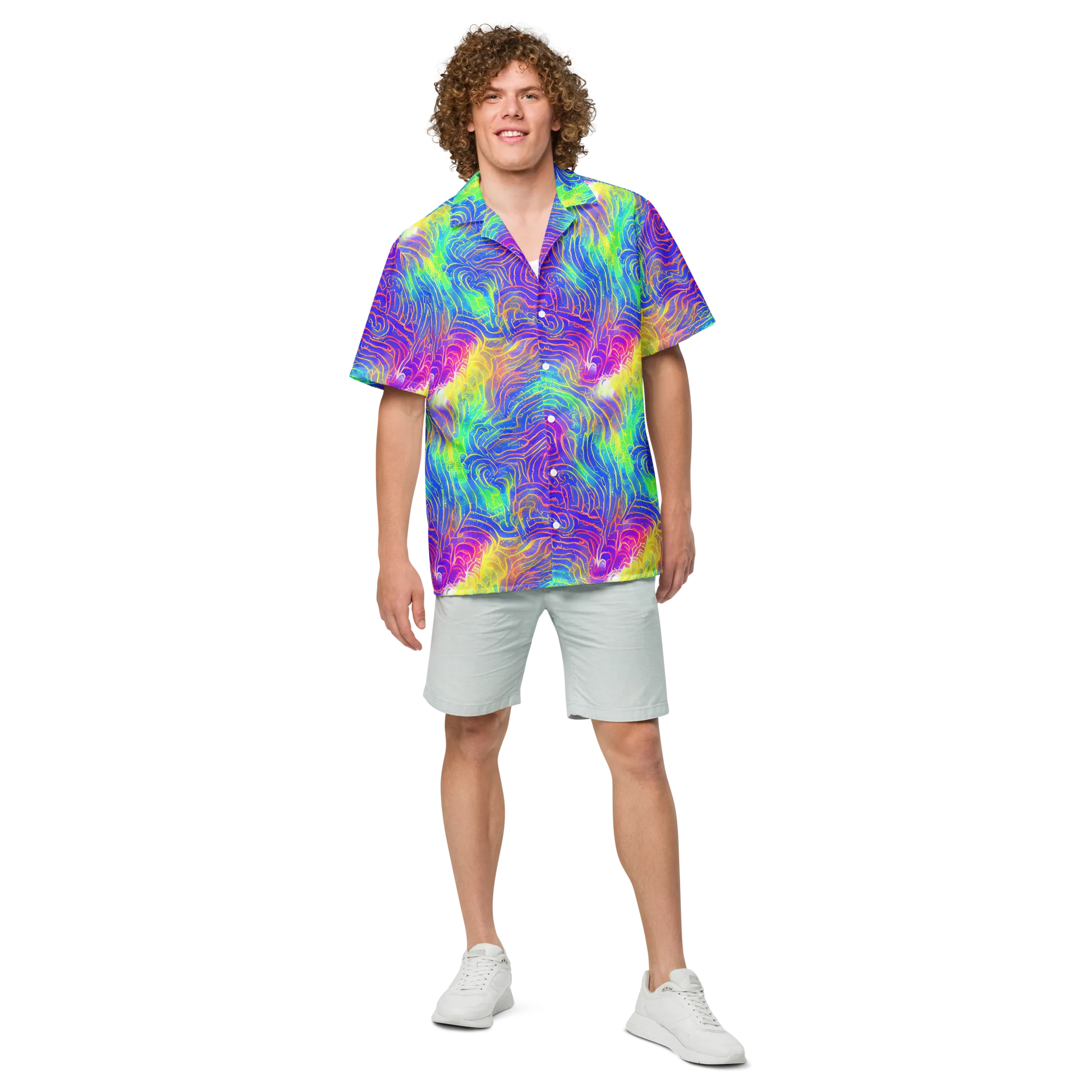 Ultraviolet Waves on Button Shirt — Front