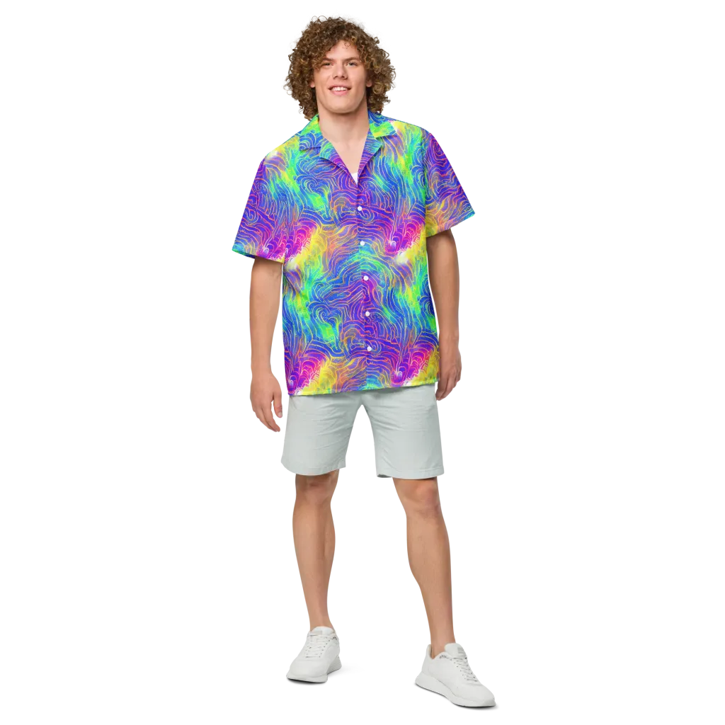 Ultraviolet Waves on Button Shirt — Front