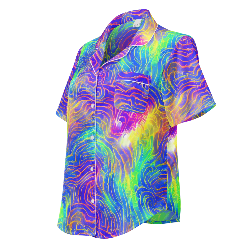 Ultraviolet Waves on Women's Short Sleeve Pajama Top — Left Front