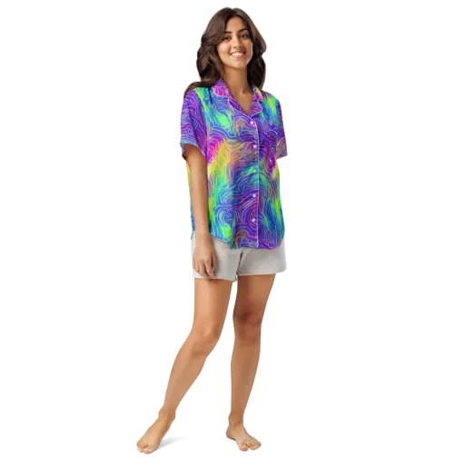Ultraviolet Waves on a Women's Short Sleeve Pajama Top