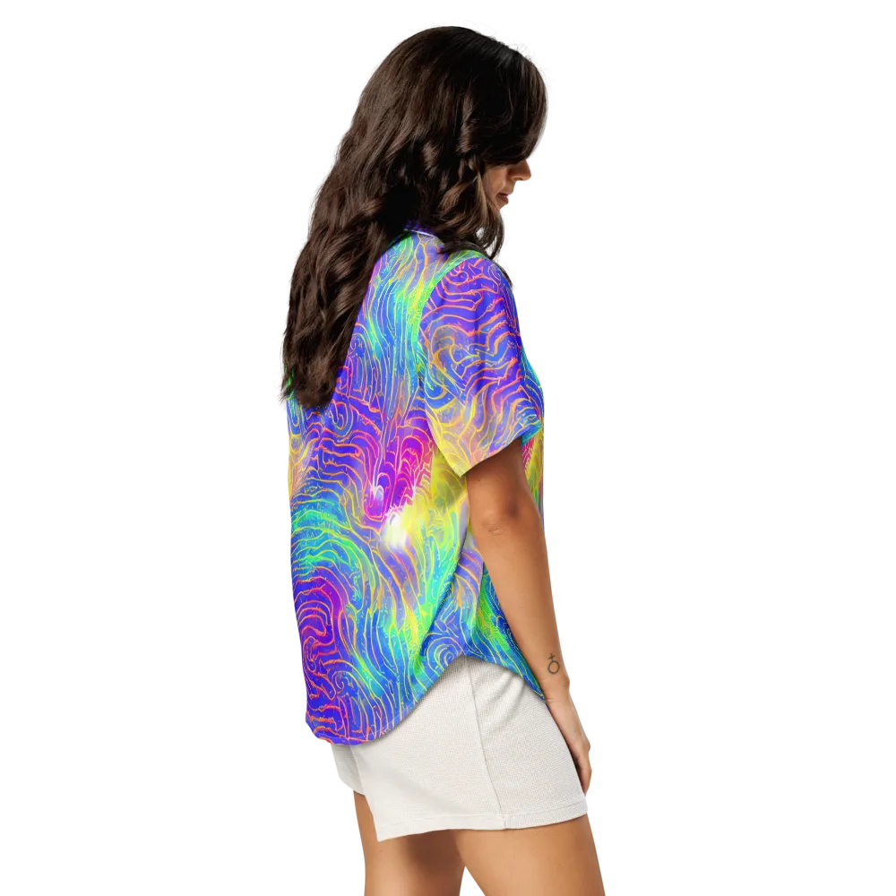 Ultraviolet Waves on Women's Short Sleeve Pajama Top — Right Back