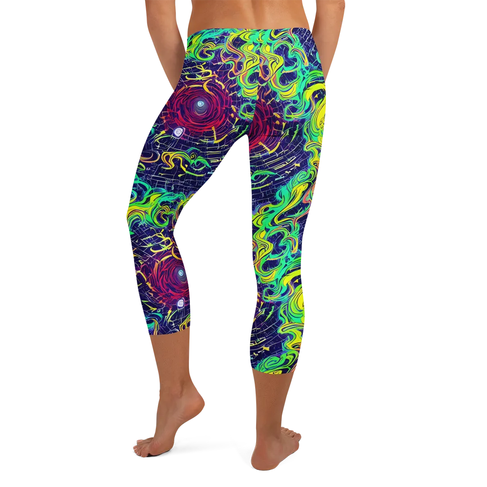 Neon Whirlwind on Capri Leggings — Back