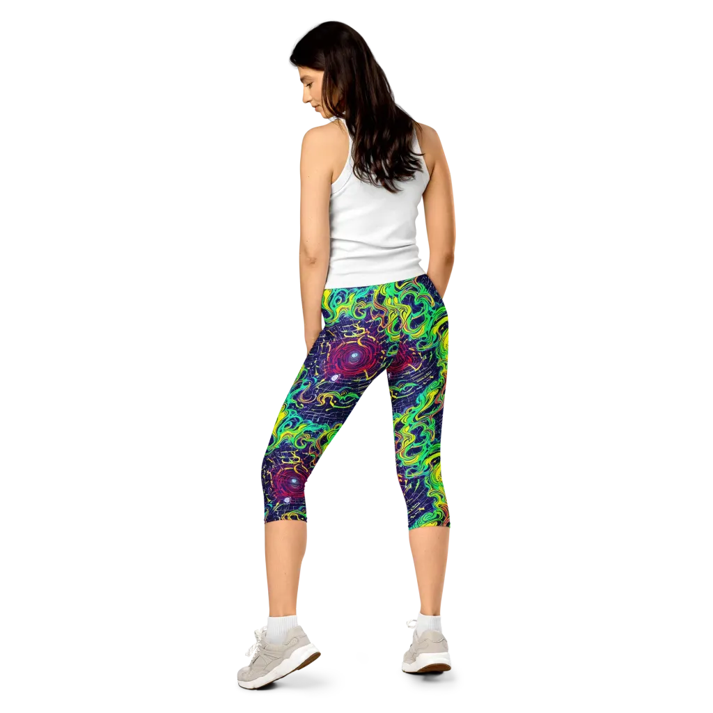 Neon Whirlwind on Capri Leggings — Back