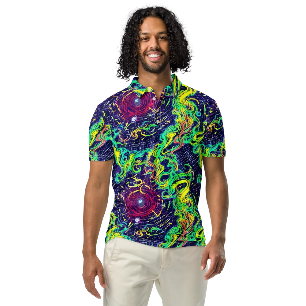 Neon Whirlwind on Men's Slim Fit Polo Shirt — Front