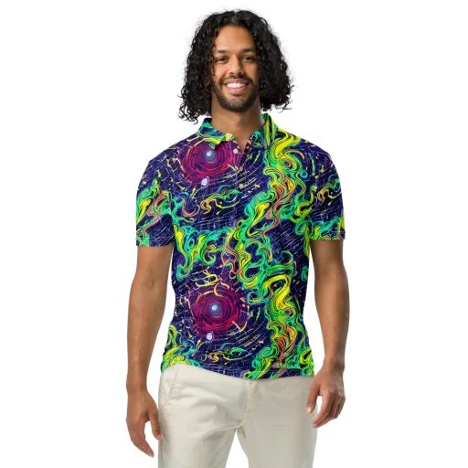 Neon Whirlwind on a Men's Slim Fit Polo Shirt