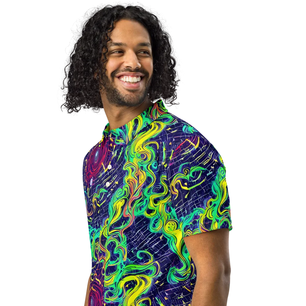 Neon Whirlwind on Men's Slim Fit Polo Shirt — Left Front