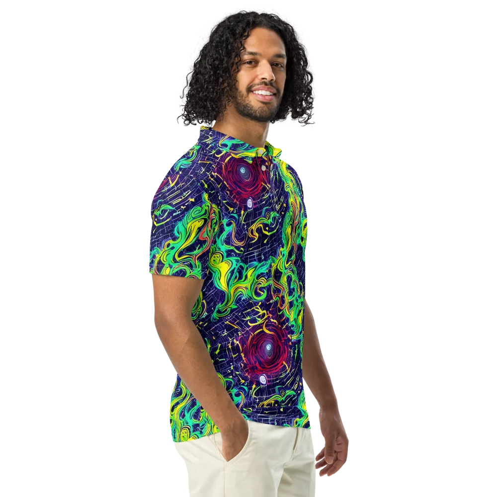 Neon Whirlwind on Men's Slim Fit Polo Shirt — Right Front