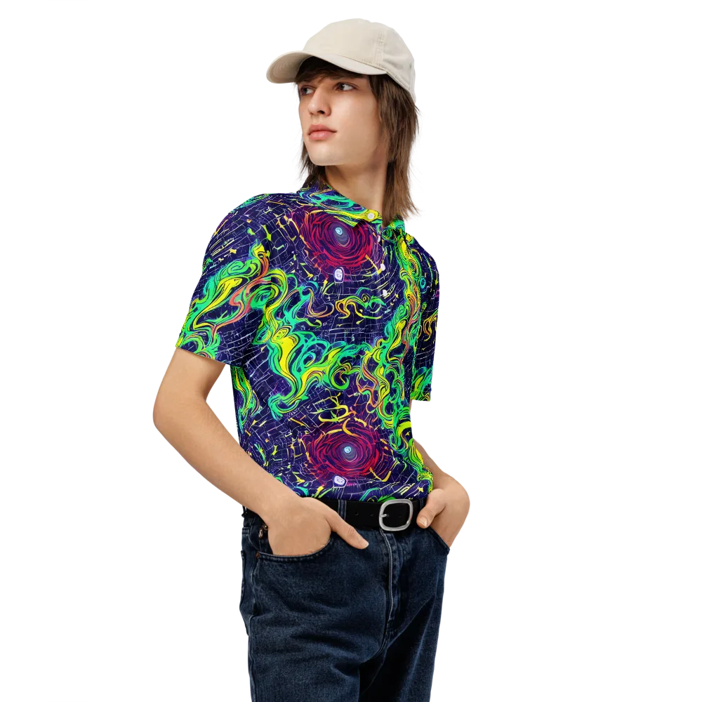 Neon Whirlwind on Men's Slim Fit Polo Shirt — Right Front