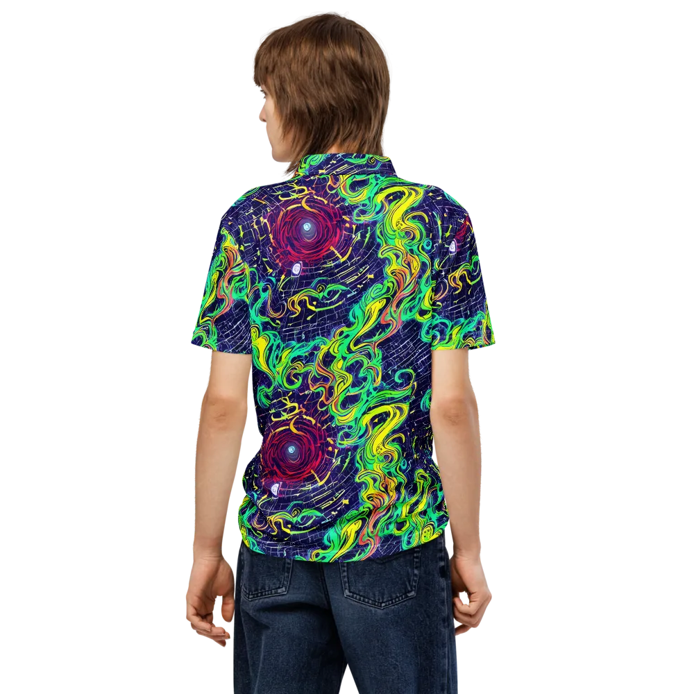 Neon Whirlwind on Men's Slim Fit Polo Shirt — Back