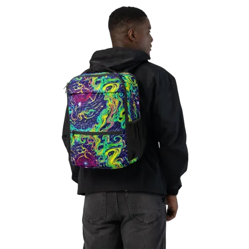 Neon Whirlwind on a Utility Backpack