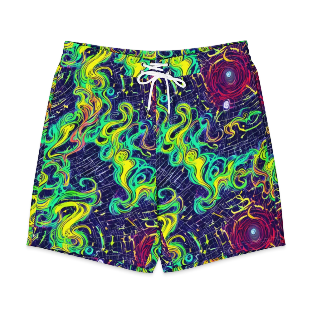 Neon Whirlwind on Men's Board Shorts — Front