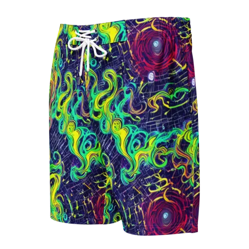 Neon Whirlwind on a Men's Board Shorts