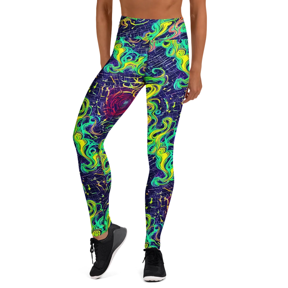 Neon Whirlwind on Yoga Leggings — Front