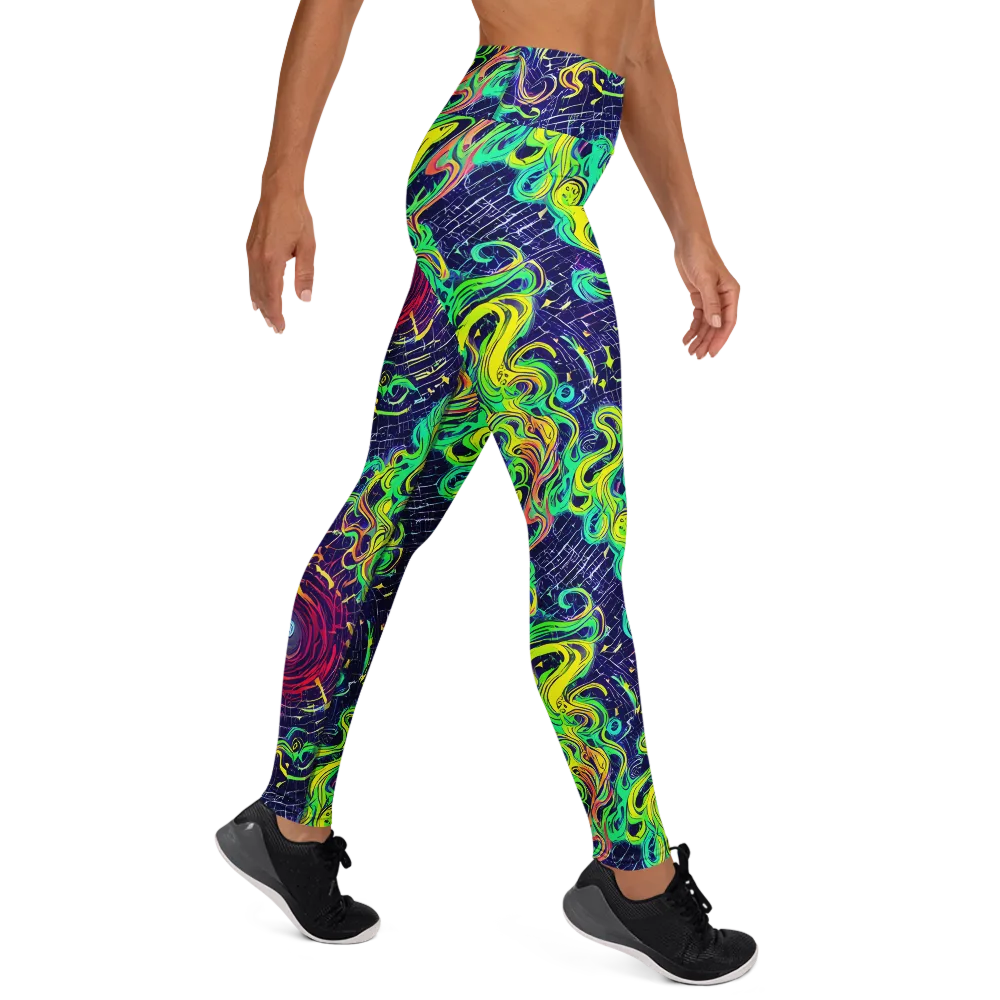 Neon Whirlwind on Yoga Leggings — Right
