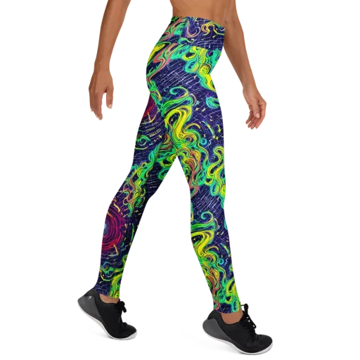 Neon Whirlwind on a Yoga Leggings
