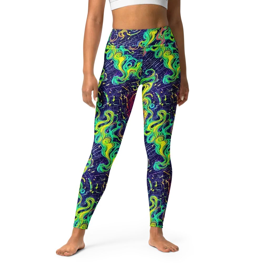 Neon Whirlwind on Yoga Leggings — Front