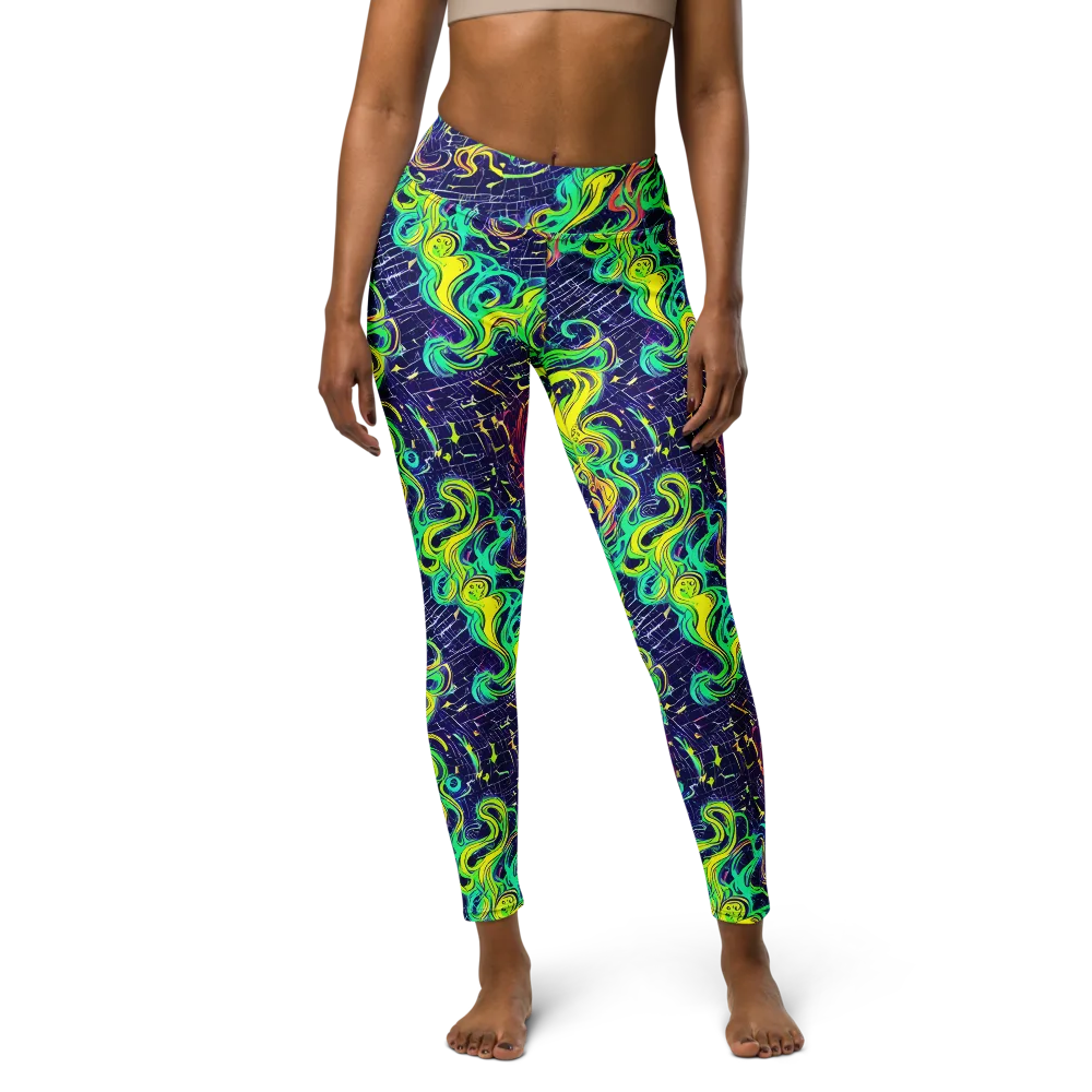 Neon Whirlwind on Yoga Leggings — Front