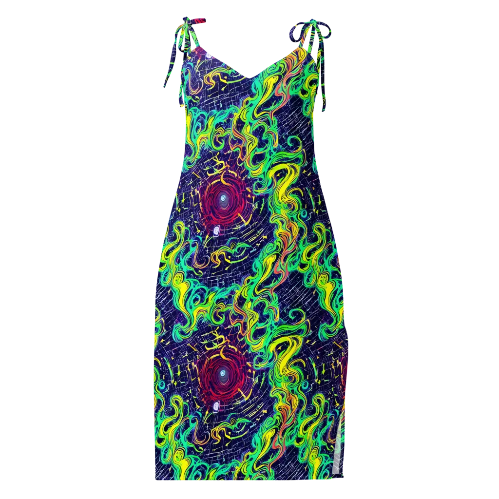 Neon Whirlwind on Slip Dress — Front