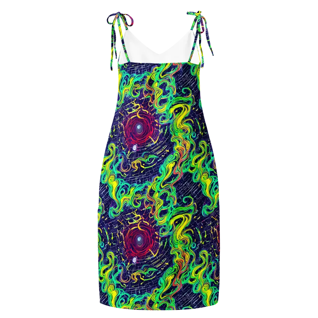 Neon Whirlwind on Slip Dress — Back