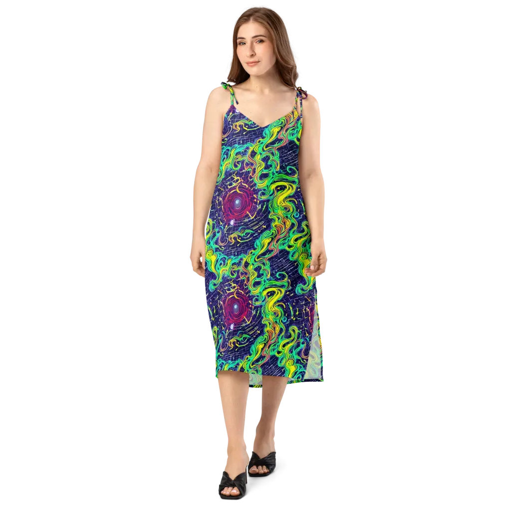 Neon Whirlwind on Slip Dress — Front