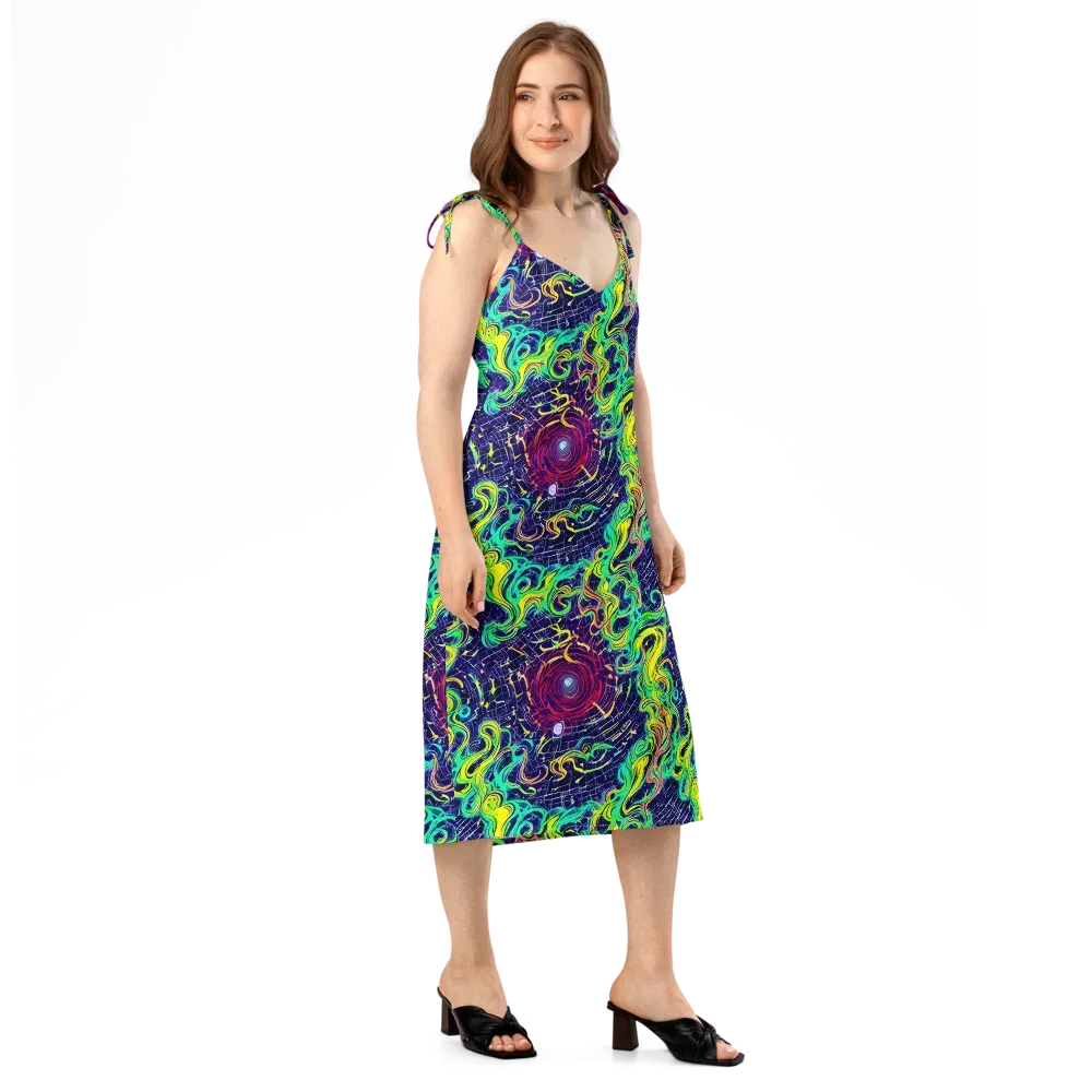 Neon Whirlwind on Slip Dress — Right Front