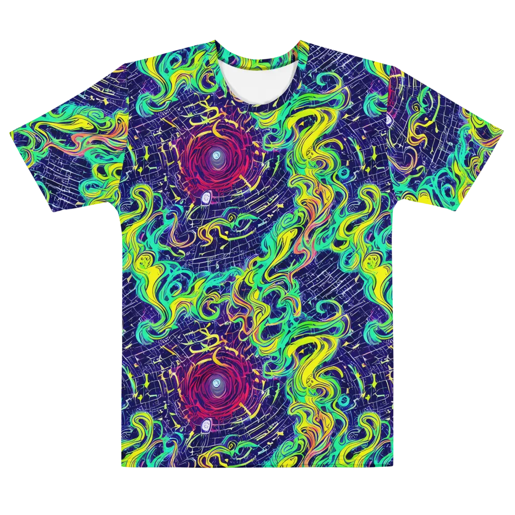 Neon Whirlwind on Men's Cotton Crew Neck T-Shirt — Front