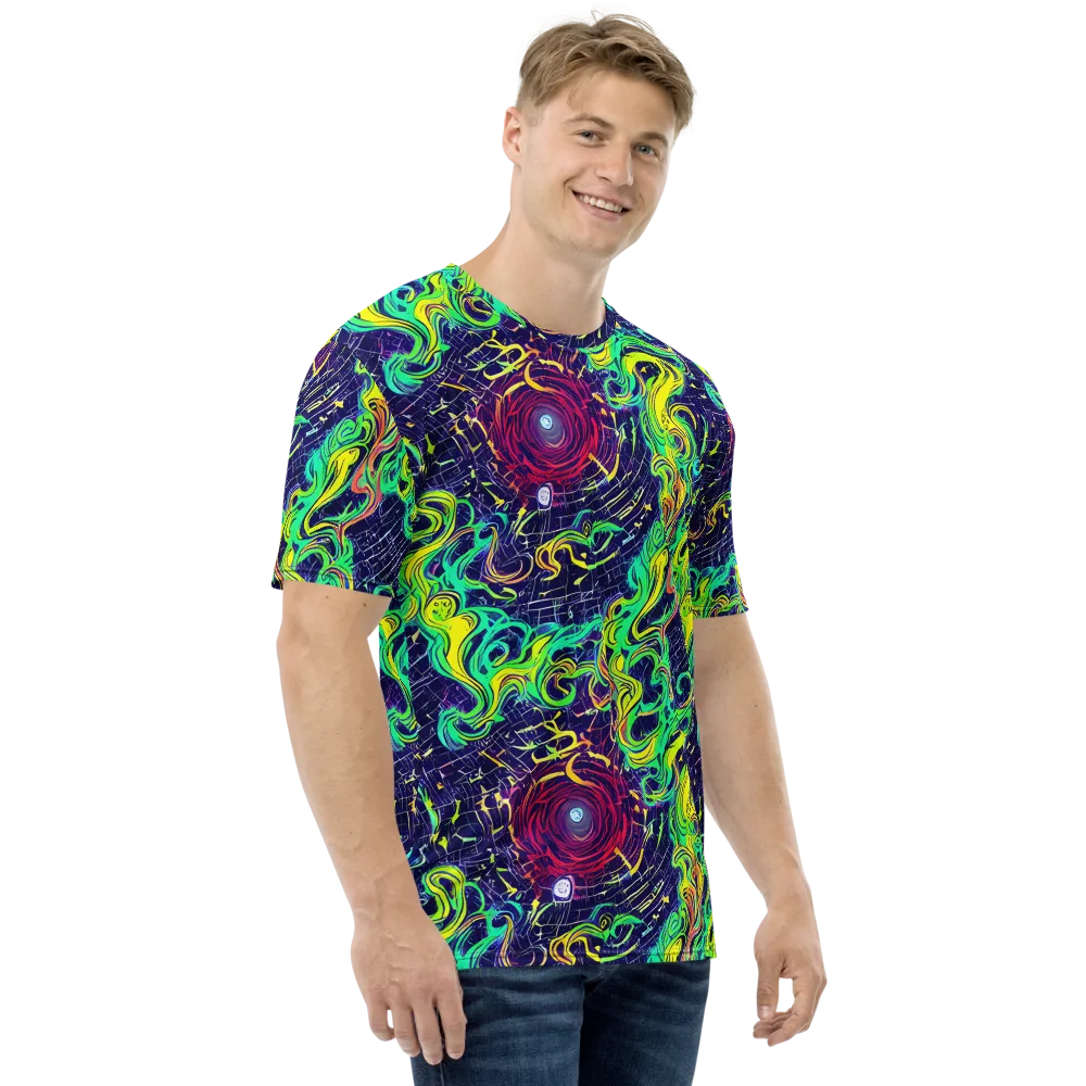 Neon Whirlwind on Men's Crew Neck T-Shirt — Right