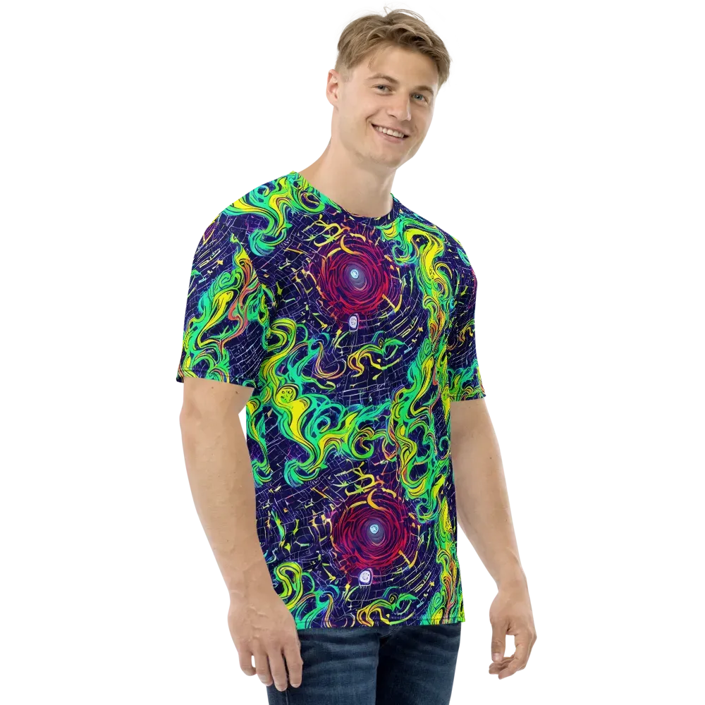 Neon Whirlwind on Men's Crew Neck T-Shirt — Right