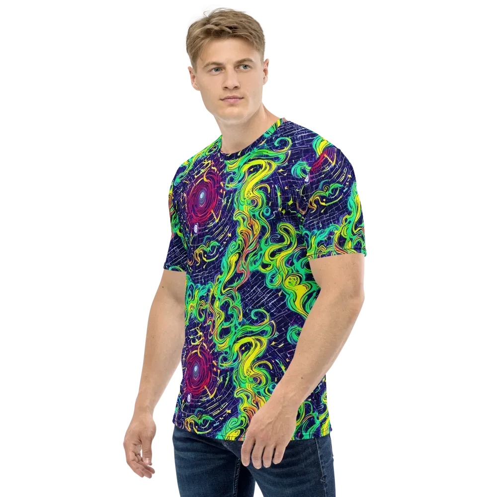 Neon Whirlwind on Men's Crew Neck T-Shirt — Left