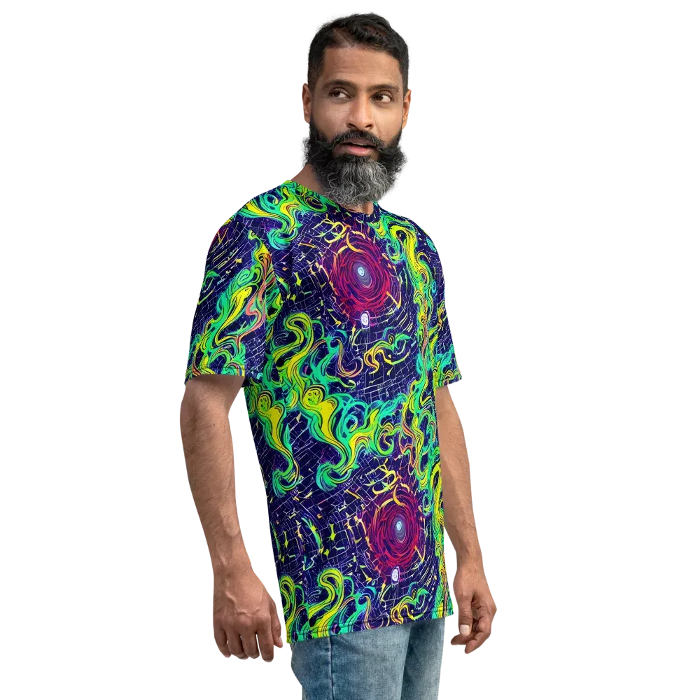 Neon Whirlwind on Men's Crew Neck T-Shirt — Right