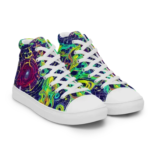 Neon Whirlwind on a Men's High Top Canvas Shoes