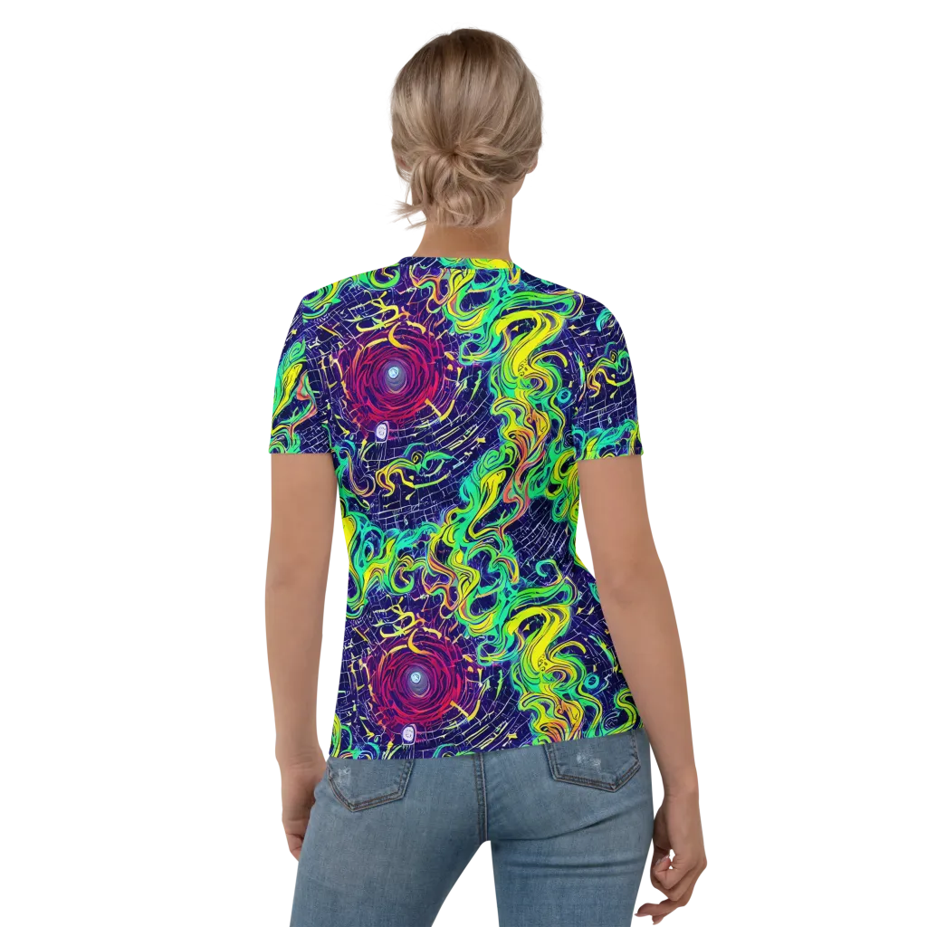 Neon Whirlwind on Women's Crew Neck T-Shirt — Back