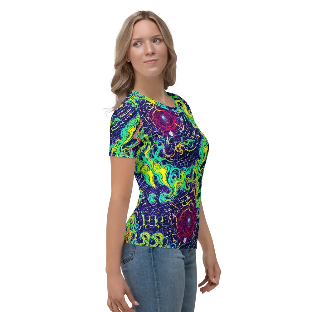 Neon Whirlwind on Women's Crew Neck T-Shirt — Right
