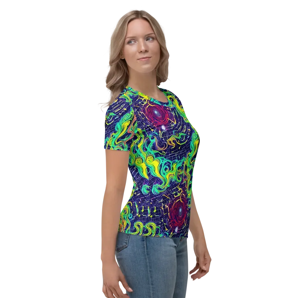Neon Whirlwind on Women's Crew Neck T-Shirt — Right