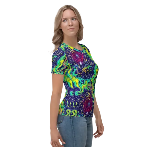 Neon Whirlwind on a Women's Crew Neck T-Shirt
