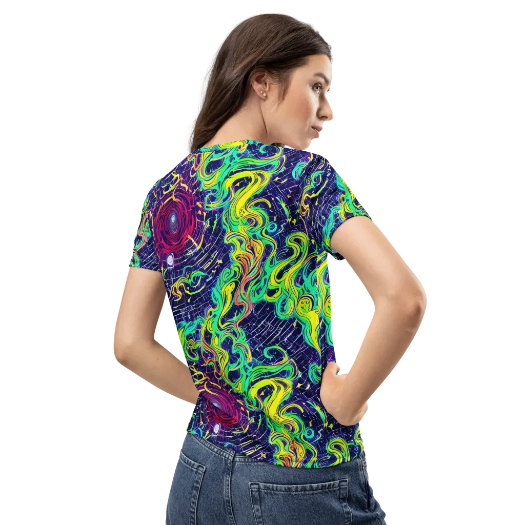 Neon Whirlwind on Women's Crew Neck T-Shirt — Back