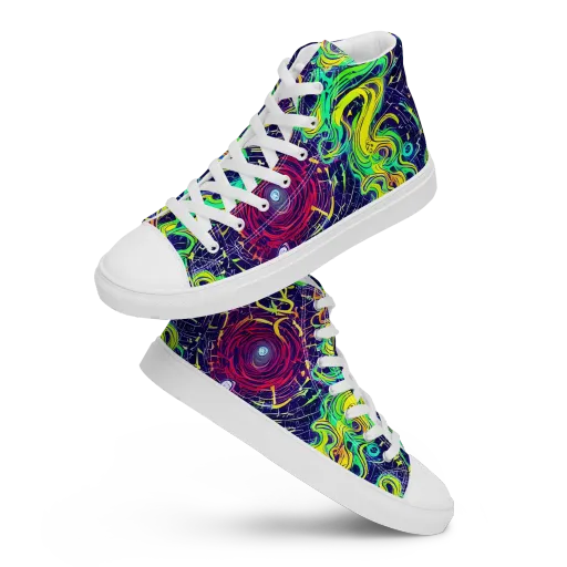 Neon Whirlwind on a Women's High Top Canvas Shoes