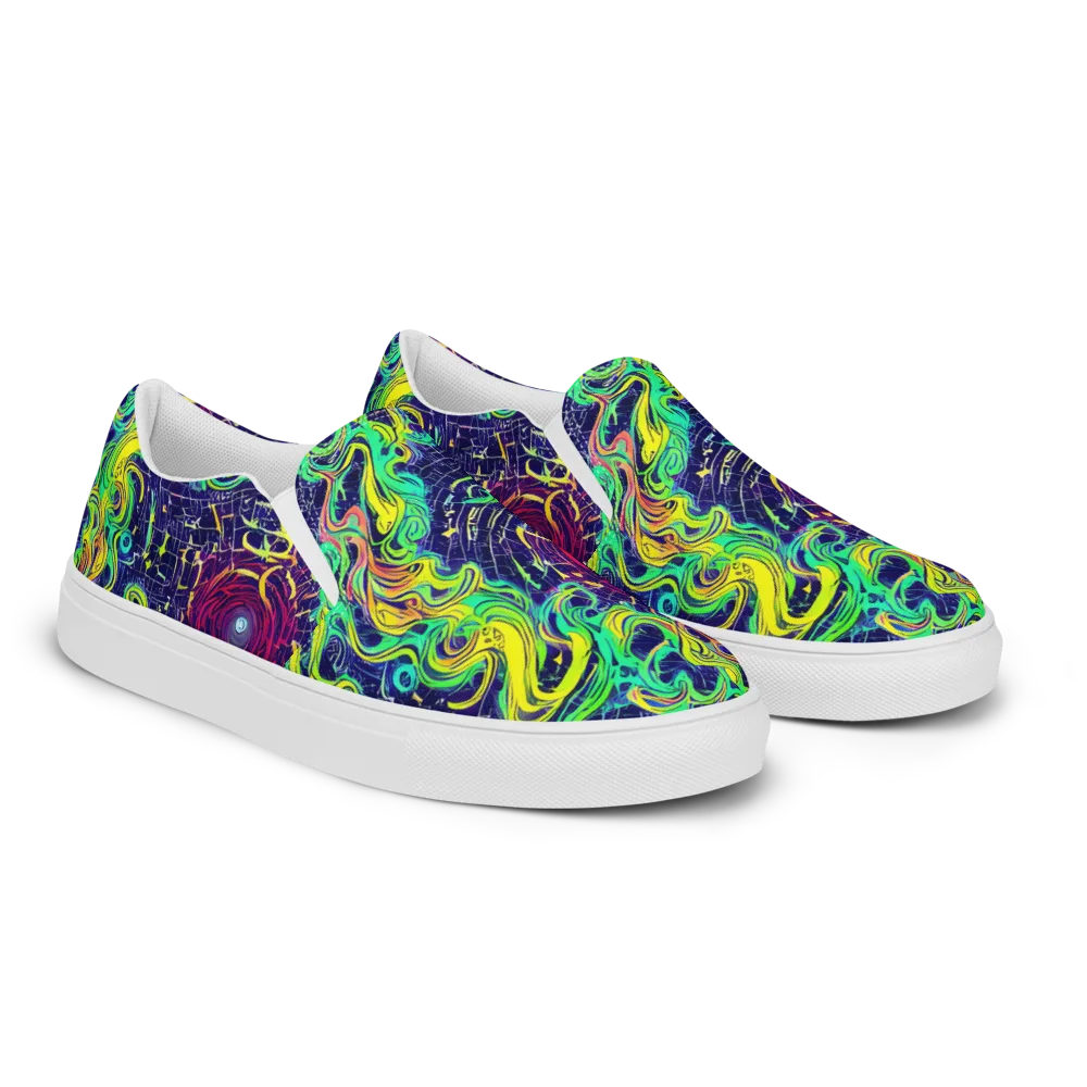 Neon Whirlwind on Men's Slip-On Canvas Shoes — Right Front