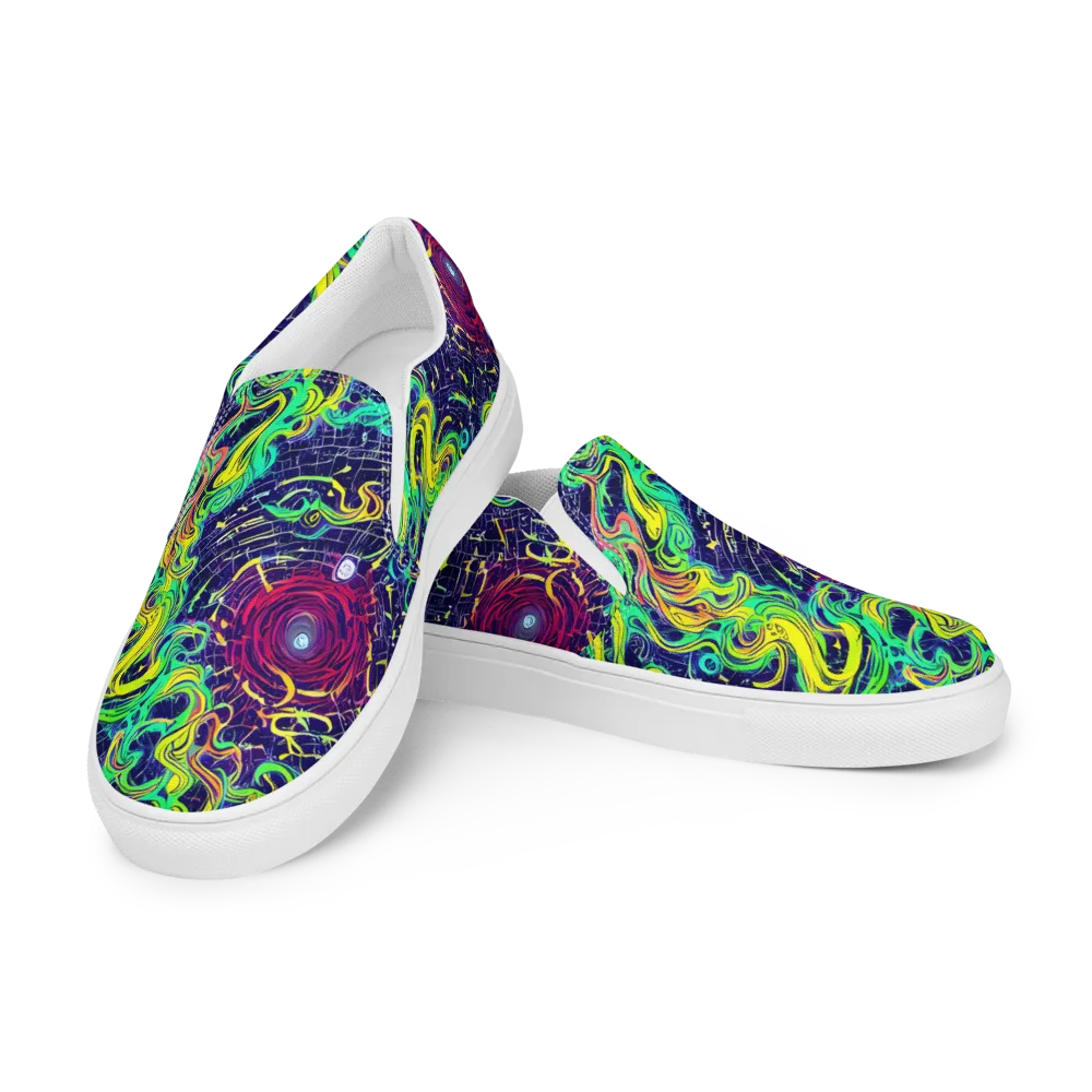 Neon Whirlwind on Men's Slip-On Canvas Shoes — Left Front
